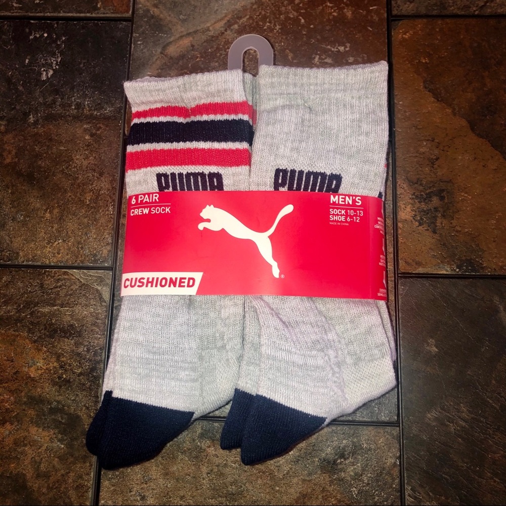 NWT Puma Men’s Cushioned Crew Neck Socks 6-Pack